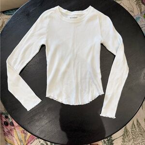 🆕🤍Free People We The Free🤍White Waffle Knit Long Sleeve Top Size S